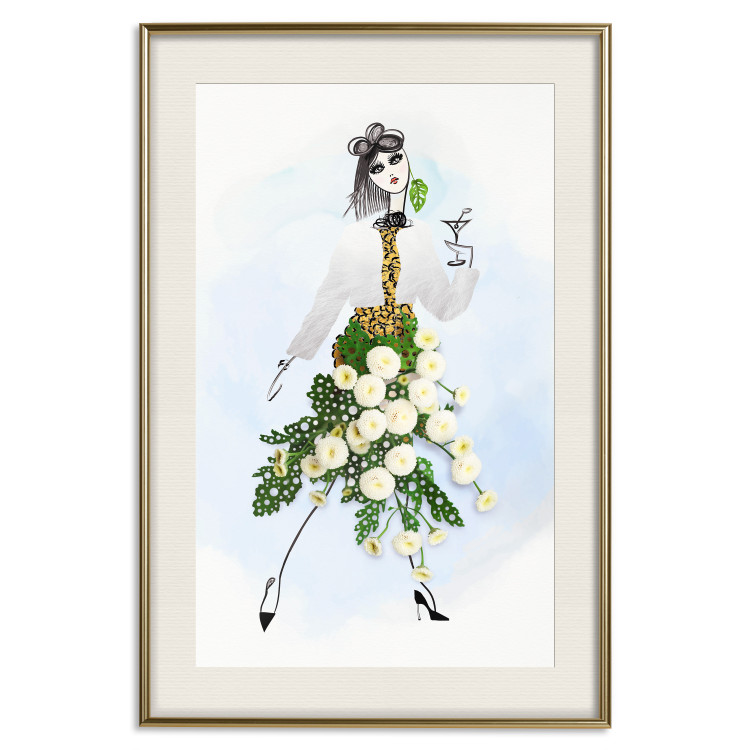 Poster Herbal Girl - abstract woman in skirt with white flowers 127866 additionalImage 20