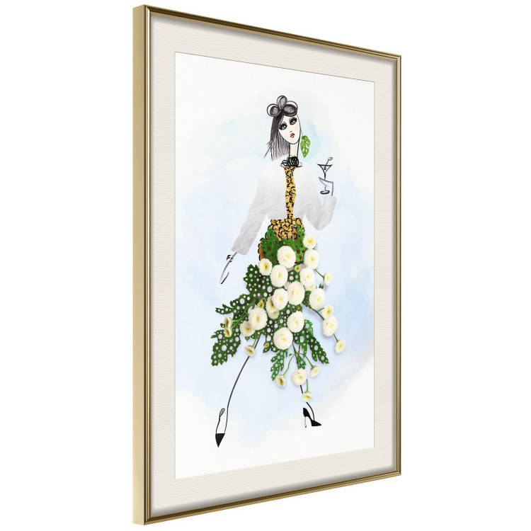 Poster Herbal Girl - abstract woman in skirt with white flowers 127866 additionalImage 2