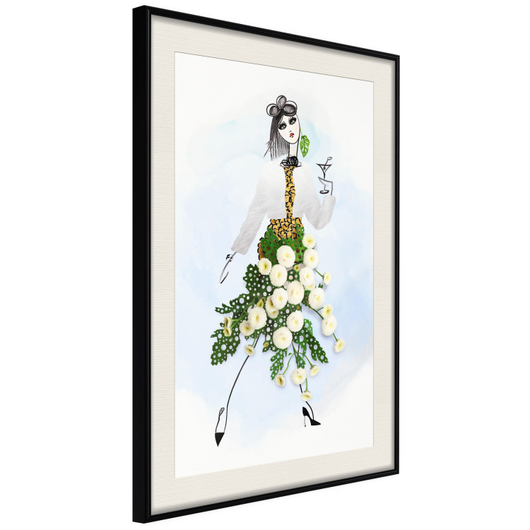 Poster Herbal Girl - abstract woman in skirt with white flowers 127866 additionalImage 3