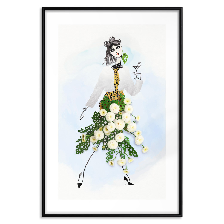 Poster Herbal Girl - abstract woman in skirt with white flowers 127866 additionalImage 16