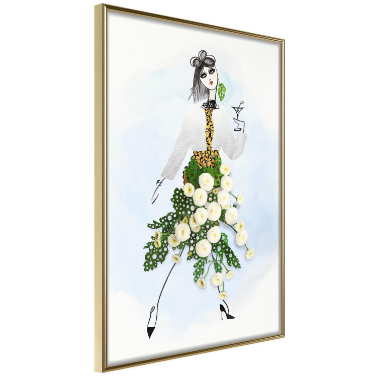 Poster Herbal Girl - abstract woman in skirt with white flowers 127866 additionalImage 12