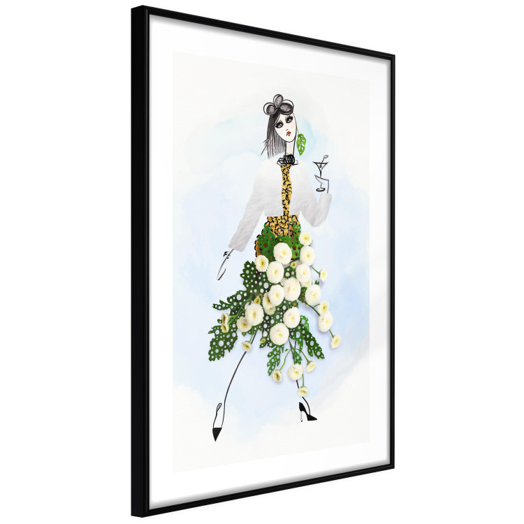 Poster Herbal Girl - abstract woman in skirt with white flowers 127866 additionalImage 4