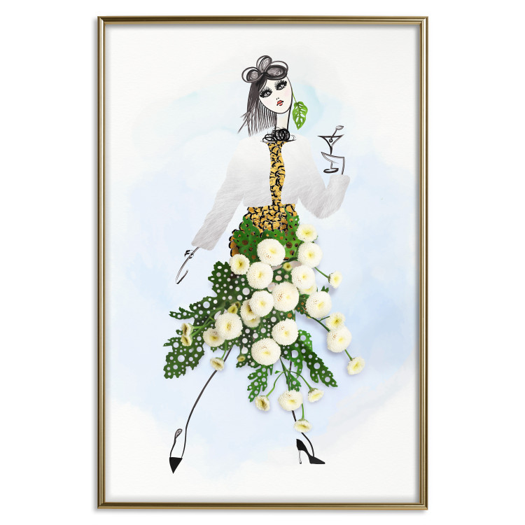 Poster Herbal Girl - abstract woman in skirt with white flowers 127866 additionalImage 15