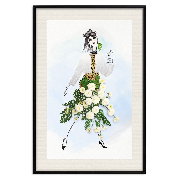 Poster Herbal Girl - abstract woman in skirt with white flowers 127866 additionalImage 19