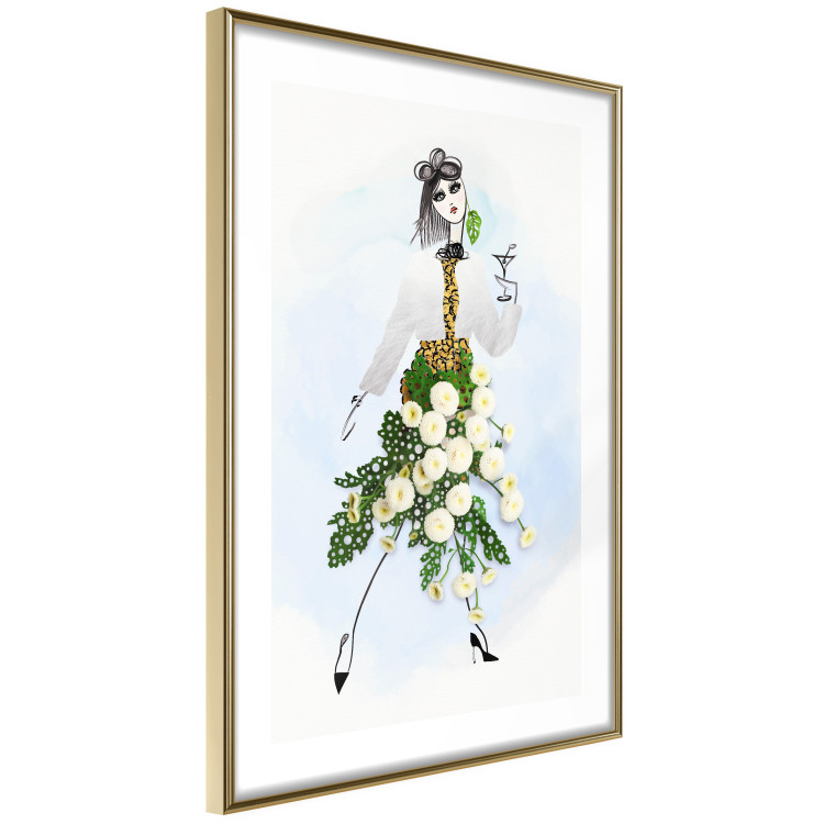 Poster Herbal Girl - abstract woman in skirt with white flowers 127866 additionalImage 9