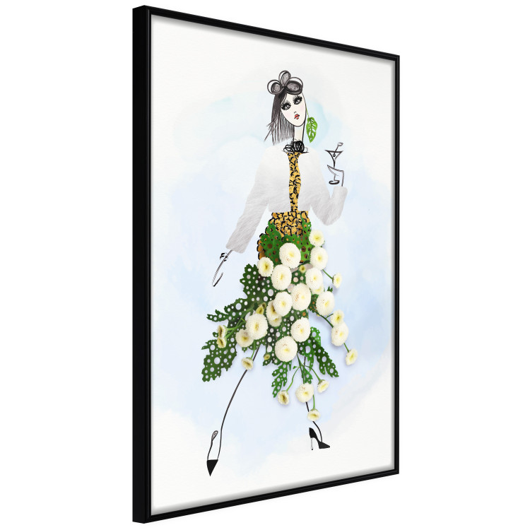 Poster Herbal Girl - abstract woman in skirt with white flowers 127866 additionalImage 13