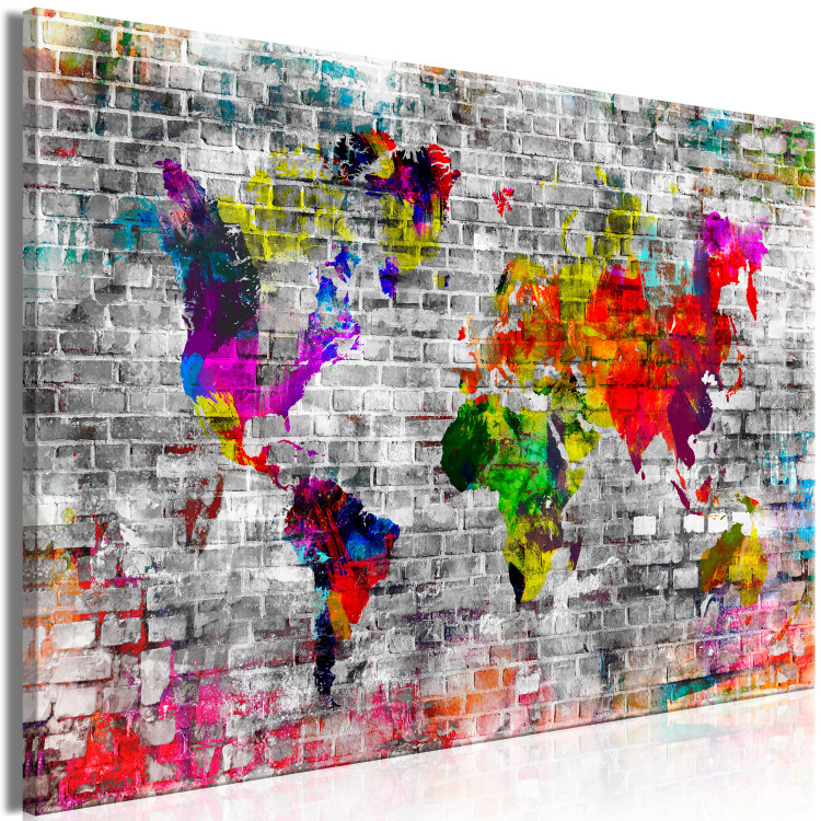 Canvas World of Bricks (1-part) wide - colorful abstraction of the world map 128066 additionalImage 2