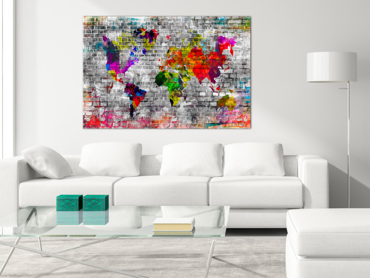 Canvas World of Bricks (1-part) wide - colorful abstraction of the world map 128066 additionalImage 3