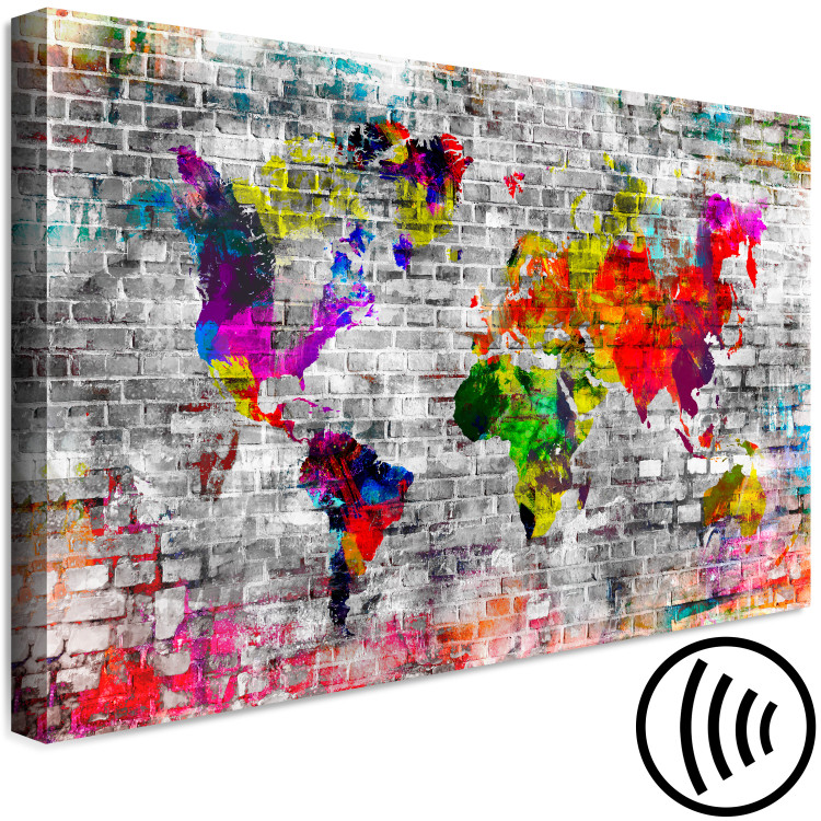 Canvas World of Bricks (1-part) wide - colorful abstraction of the world map 128066 additionalImage 6