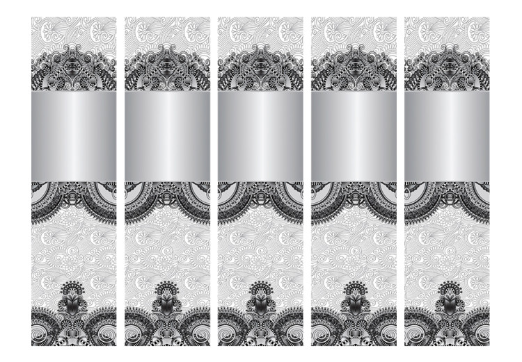 Room Separator Abstract Pattern (5-piece) - black and white intricately decorated background 128966 additionalImage 3