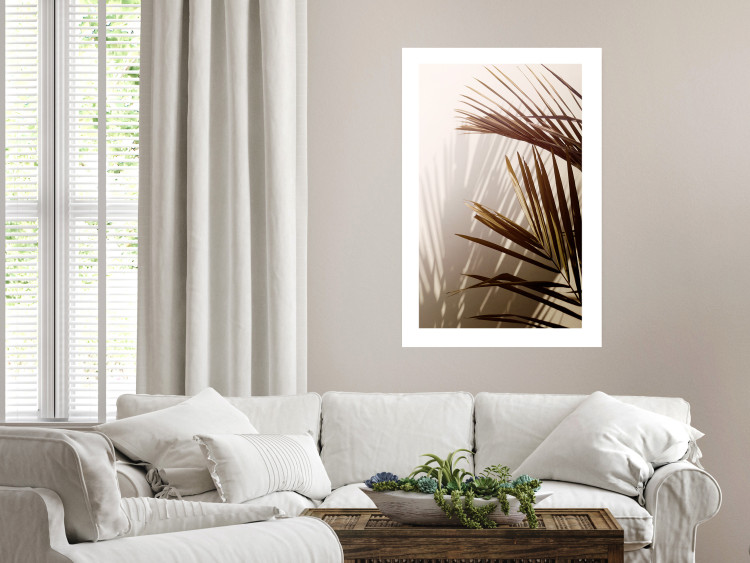 Poster Rhythmic Tones: Sepia - summer composition with tropical palm leaves 129466 additionalImage 3