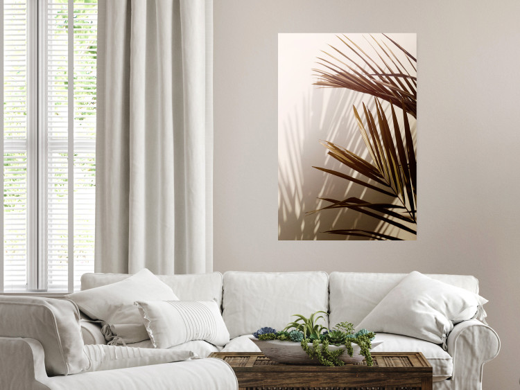 Poster Rhythmic Tones: Sepia - summer composition with tropical palm leaves 129466 additionalImage 2