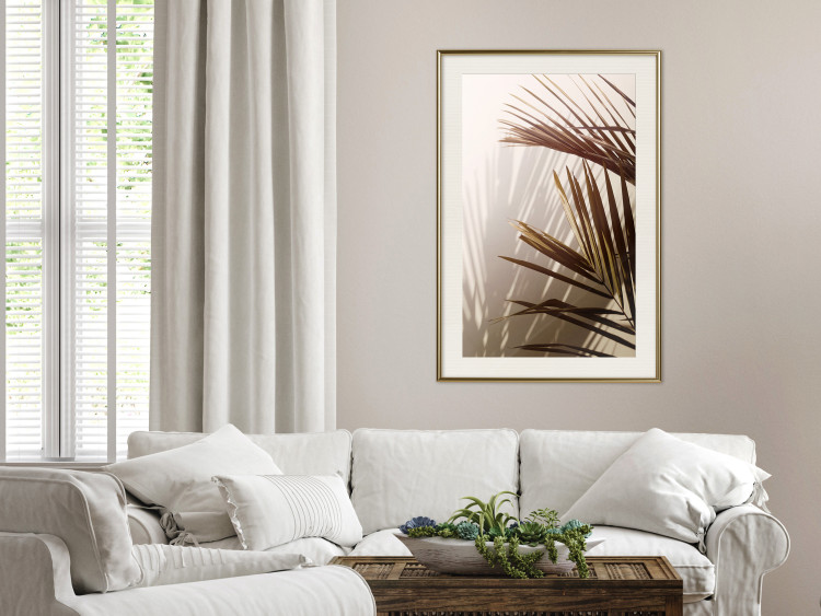 Poster Rhythmic Tones: Sepia - summer composition with tropical palm leaves 129466 additionalImage 22