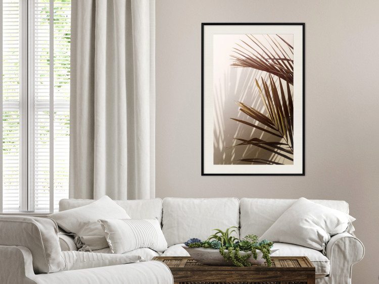 Poster Rhythmic Tones: Sepia - summer composition with tropical palm leaves 129466 additionalImage 24