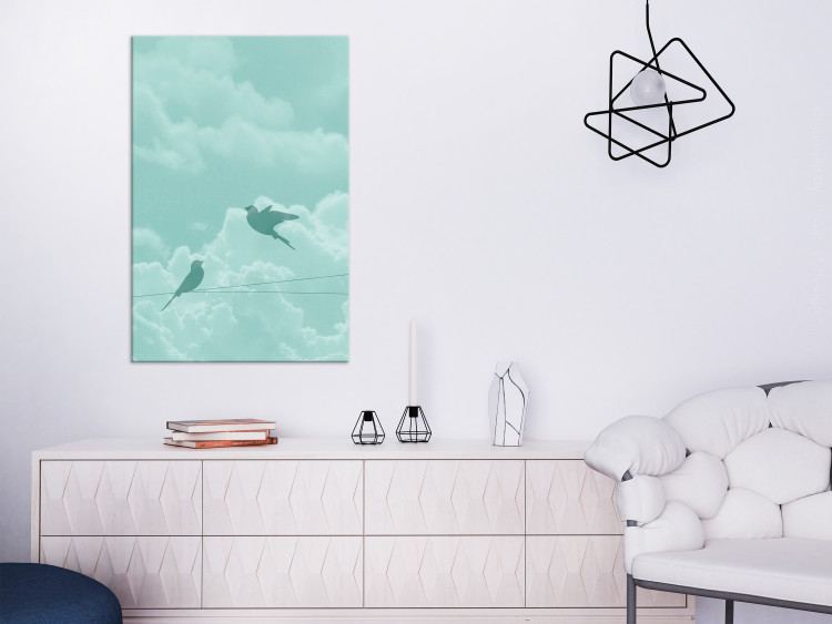Canvas Art Print Shadow of Flight (1-part) vertical - pastel bird landscape in the sky 129566 additionalImage 3