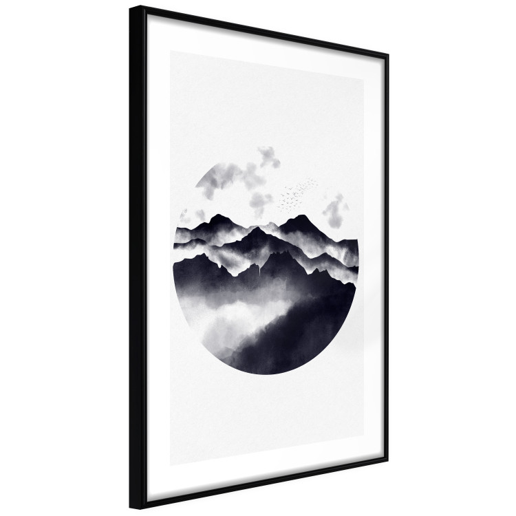 Poster Mountain Landscape - mountain landscape with clouds in a circle on a white background 131766 additionalImage 8
