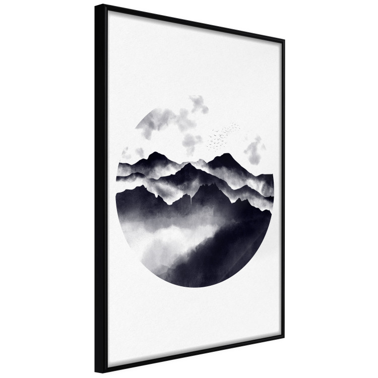 Poster Mountain Landscape - mountain landscape with clouds in a circle on a white background 131766 additionalImage 13