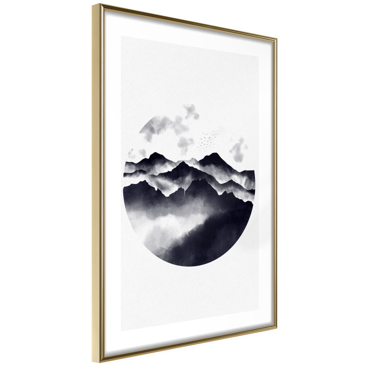 Poster Mountain Landscape - mountain landscape with clouds in a circle on a white background 131766 additionalImage 9