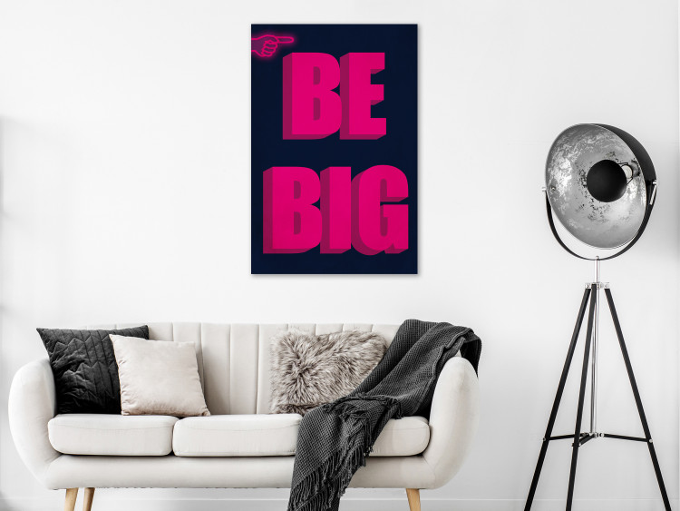 Canvas Print Be Big (1-piece) Vertical - pink English phrase on dark background 131966 additionalImage 3