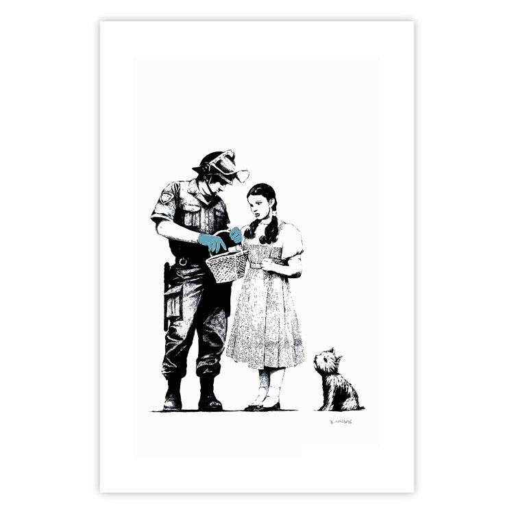 Wall Poster Dorothy and the Policeman - black mural of a girl with a dog on a white background 132466 additionalImage 19