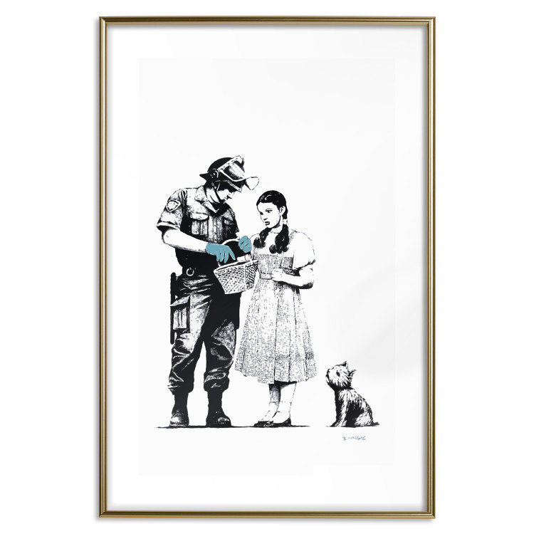 Wall Poster Dorothy and the Policeman - black mural of a girl with a dog on a white background 132466 additionalImage 16