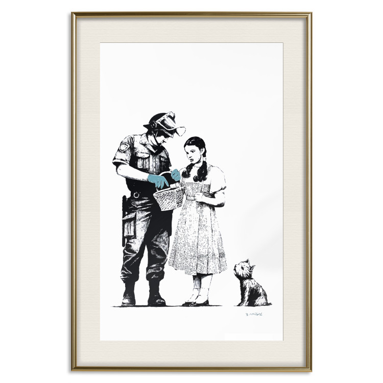 Wall Poster Dorothy and the Policeman - black mural of a girl with a dog on a white background 132466 additionalImage 19