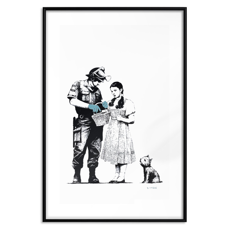Wall Poster Dorothy and the Policeman - black mural of a girl with a dog on a white background 132466 additionalImage 17