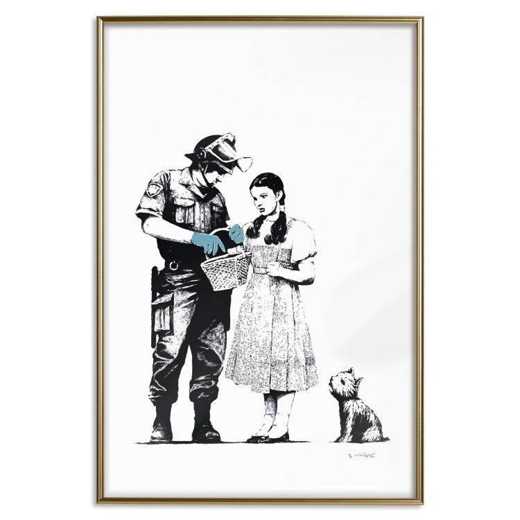 Wall Poster Dorothy and the Policeman - black mural of a girl with a dog on a white background 132466 additionalImage 20