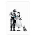 Wall Poster Dorothy and the Policeman - black mural of a girl with a dog on a white background 132466