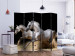 Room Separator Gallop on the Sand II (5-piece) - galloping white horses on a black background 132566 additionalThumb 2