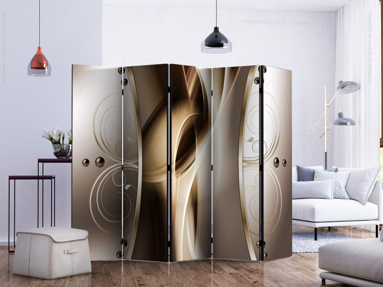Room Divider Caramel Delight II (5-piece) - abstraction in brown-gold pattern 132666 additionalImage 2