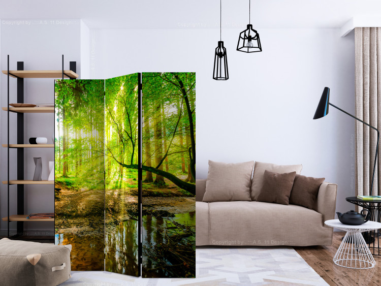 Room Divider Screen Forest Stream (3-piece) - waterscape among deciduous tree canopies 132766 additionalImage 4