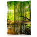 Room Divider Screen Forest Stream (3-piece) - waterscape among deciduous tree canopies 132766