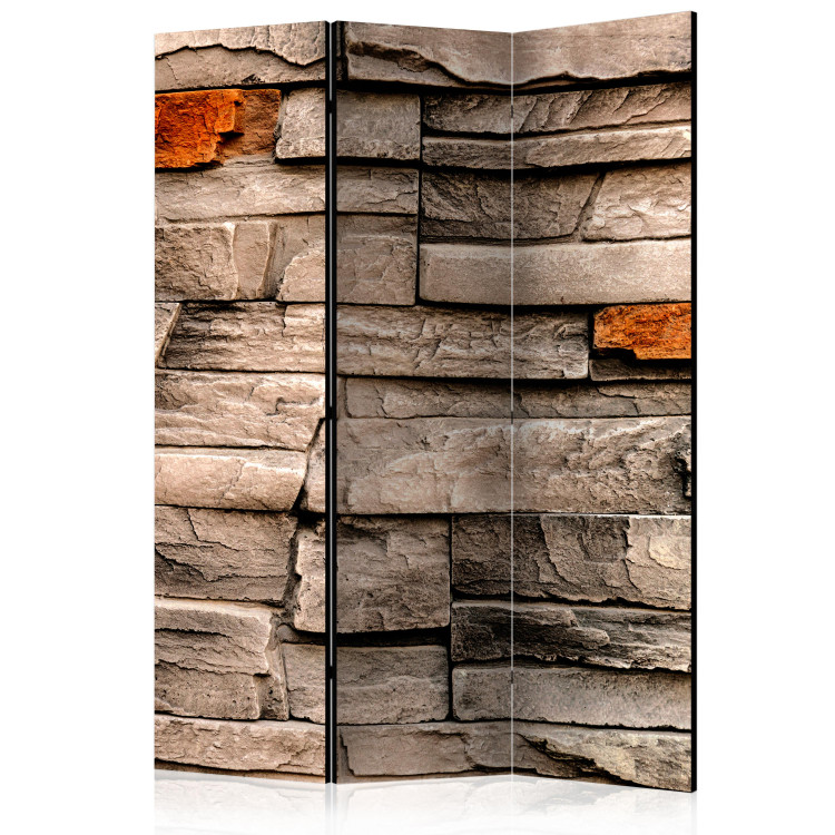Room Divider Screen Stone Song (3-piece) - composition in brown stone blocks 132866