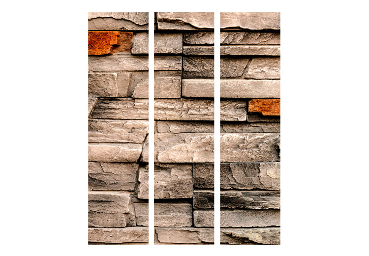 Room Divider Screen Stone Song (3-piece) - composition in brown stone blocks 132866 additionalImage 3