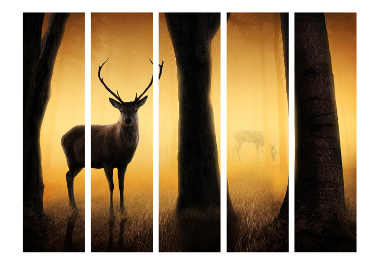 Room Divider Deer in His Natural Habitat II (5-piece) - deer among trees 133366 additionalImage 3