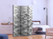 Room Divider Screen White Enigma (3-piece) - composition in geometric gray 3D pattern 133466 additionalThumb 2