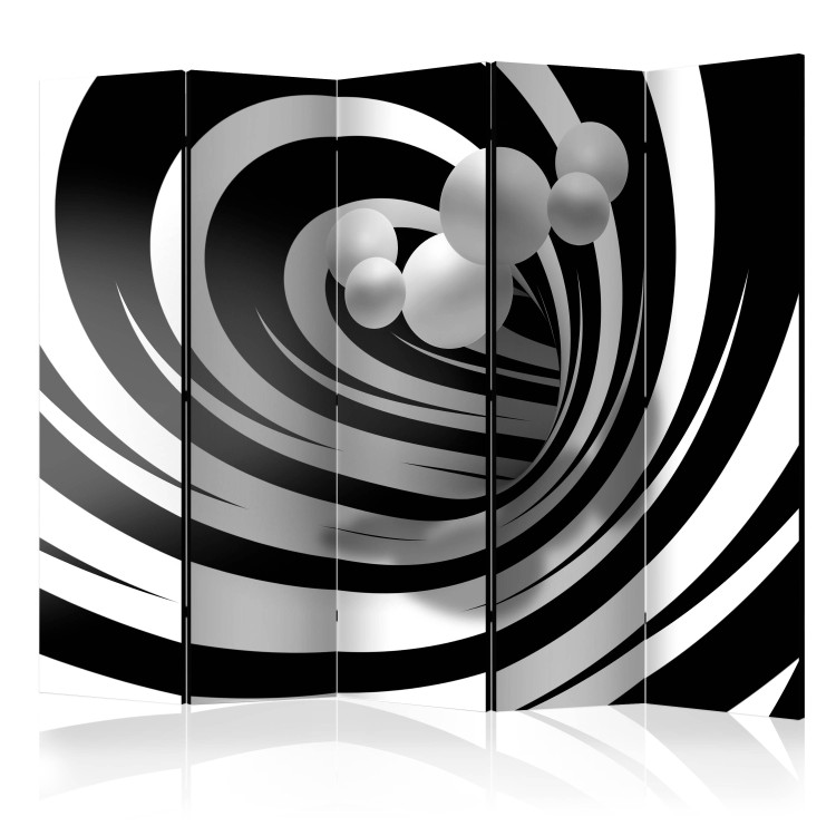 Folding Screen Twisted in Black and White II - abstract black and white tunnel and spheres 133666