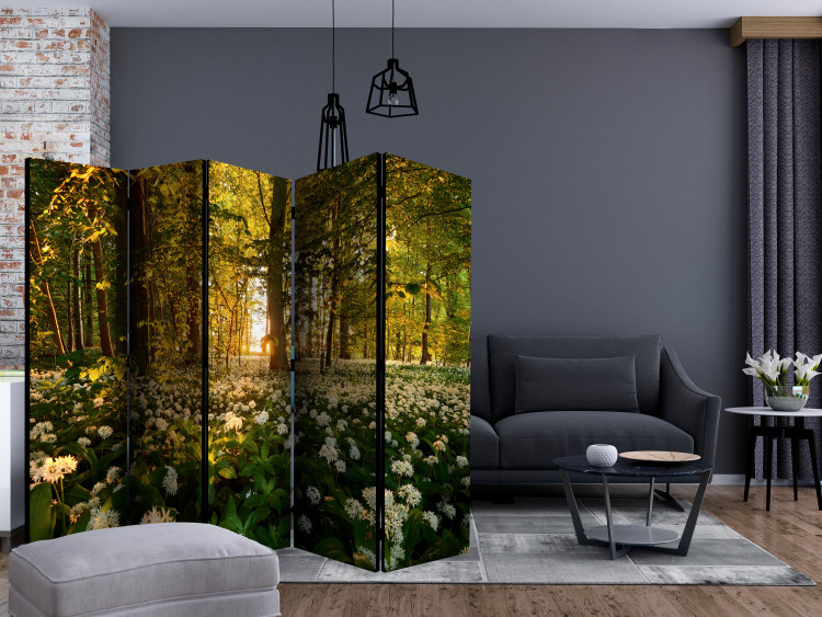 Room Divider Forest Flora II - meadow with white flowers among forest trees in sunlight 134066 additionalImage 4
