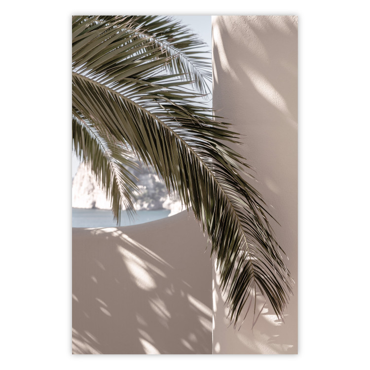 Wall Poster Terrace with a View - natural composition of palm tree against a light wall 134766