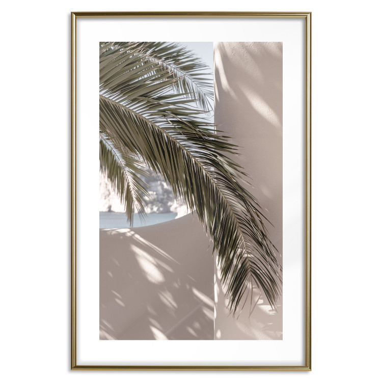 Wall Poster Terrace with a View - natural composition of palm tree against a light wall 134766 additionalImage 14