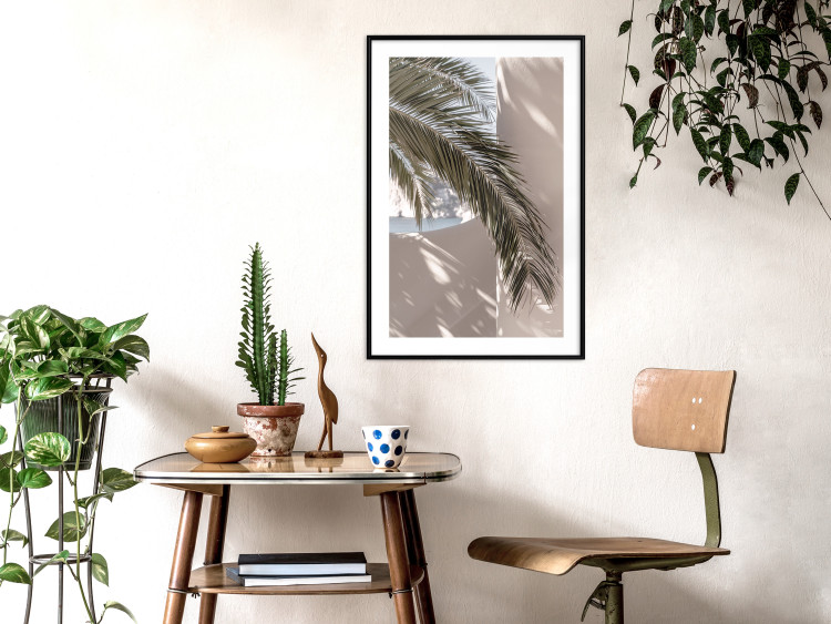 Wall Poster Terrace with a View - natural composition of palm tree against a light wall 134766 additionalImage 18
