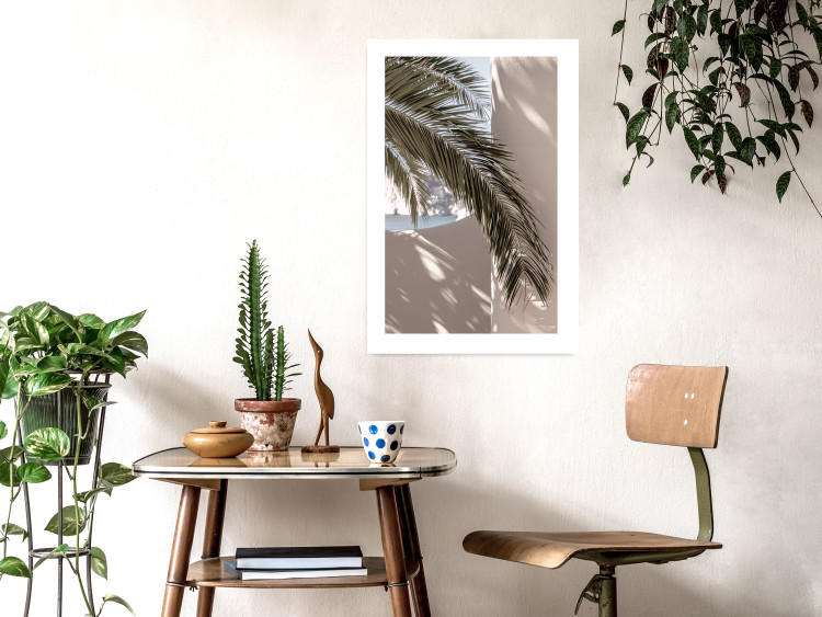 Wall Poster Terrace with a View - natural composition of palm tree against a light wall 134766 additionalImage 3
