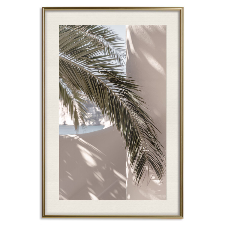Wall Poster Terrace with a View - natural composition of palm tree against a light wall 134766 additionalImage 20