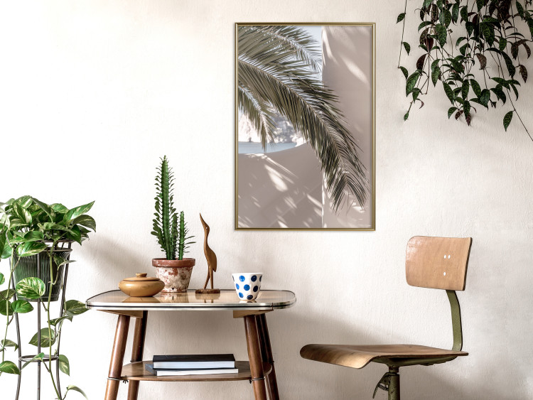 Wall Poster Terrace with a View - natural composition of palm tree against a light wall 134766 additionalImage 5