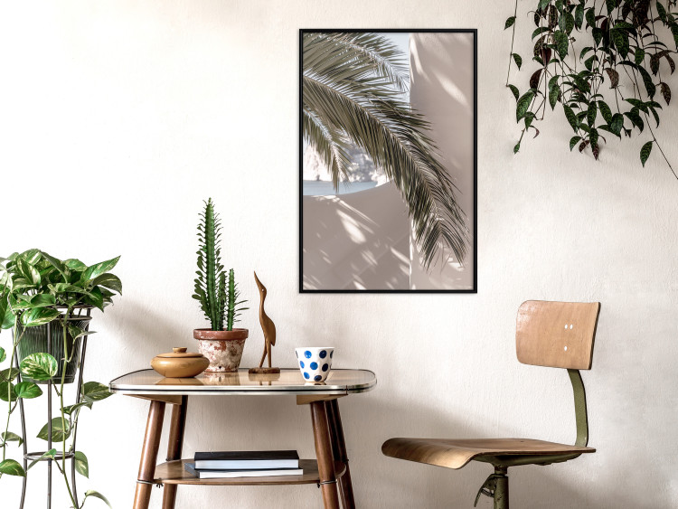 Wall Poster Terrace with a View - natural composition of palm tree against a light wall 134766 additionalImage 6