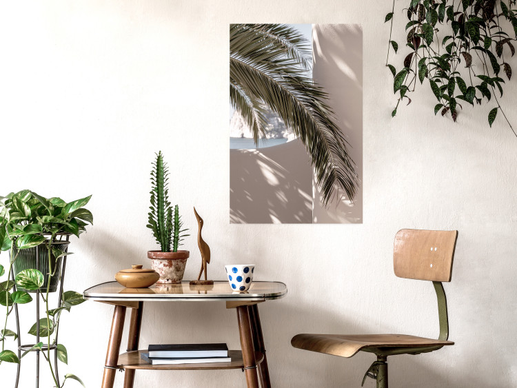 Wall Poster Terrace with a View - natural composition of palm tree against a light wall 134766 additionalImage 2