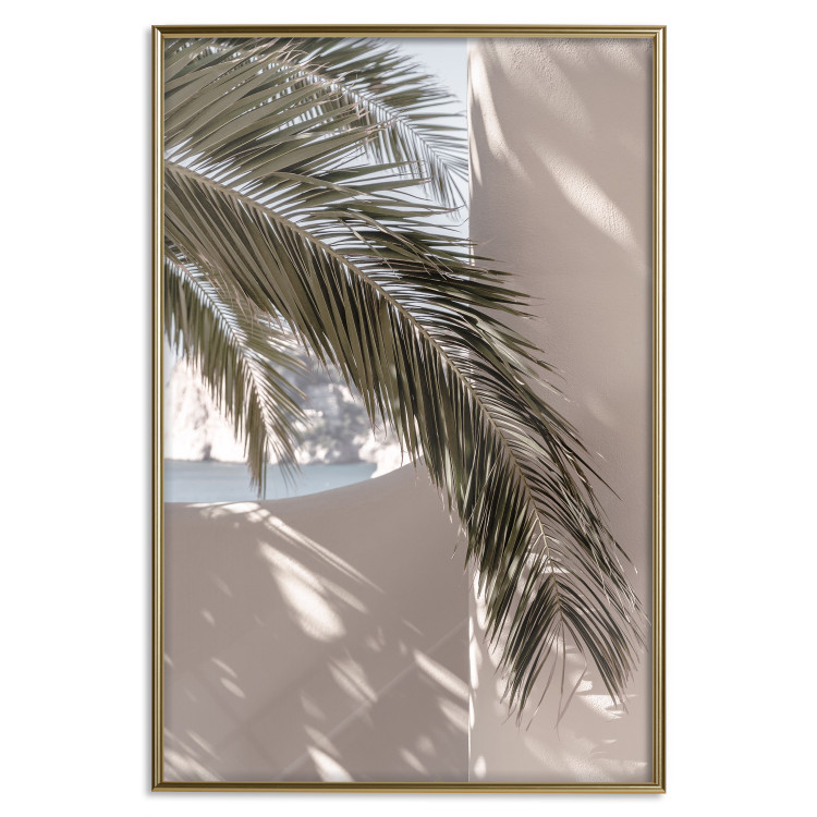 Wall Poster Terrace with a View - natural composition of palm tree against a light wall 134766 additionalImage 17