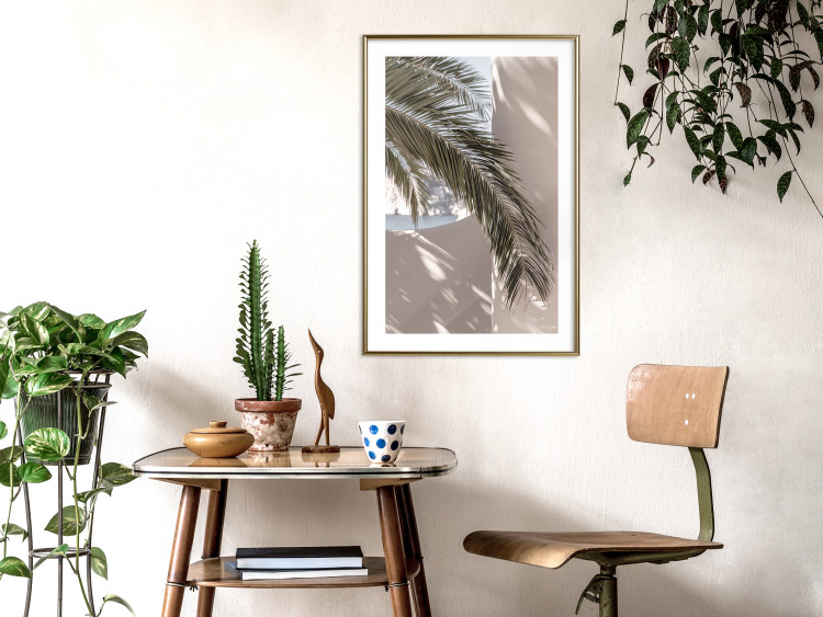 Wall Poster Terrace with a View - natural composition of palm tree against a light wall 134766 additionalImage 13