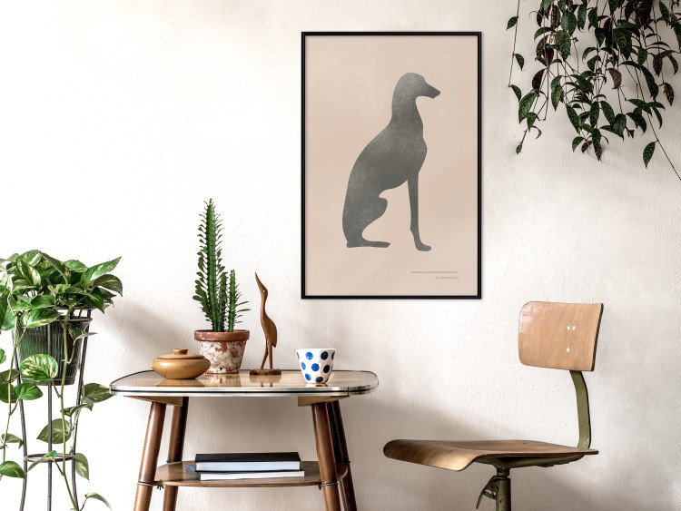 Wall Poster Serene Greyhound - black silhouette of a dog on a solid pastel background 135166 additionalImage 16